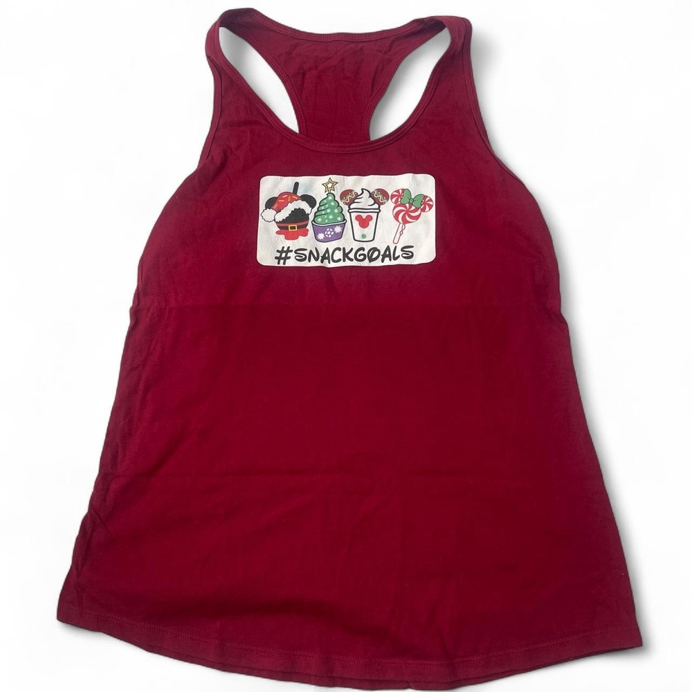 Disney Christmas Snack Goals Racerback Tank Top Burgundy Red Holiday Treats